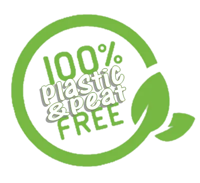 100% plastic and peat free badge