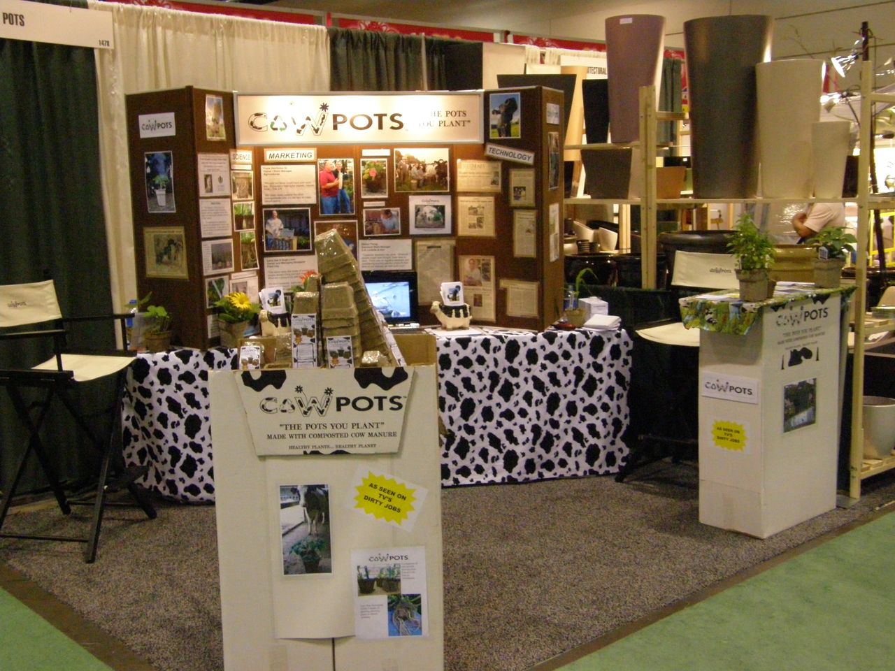 the original CowPots tradeshow display