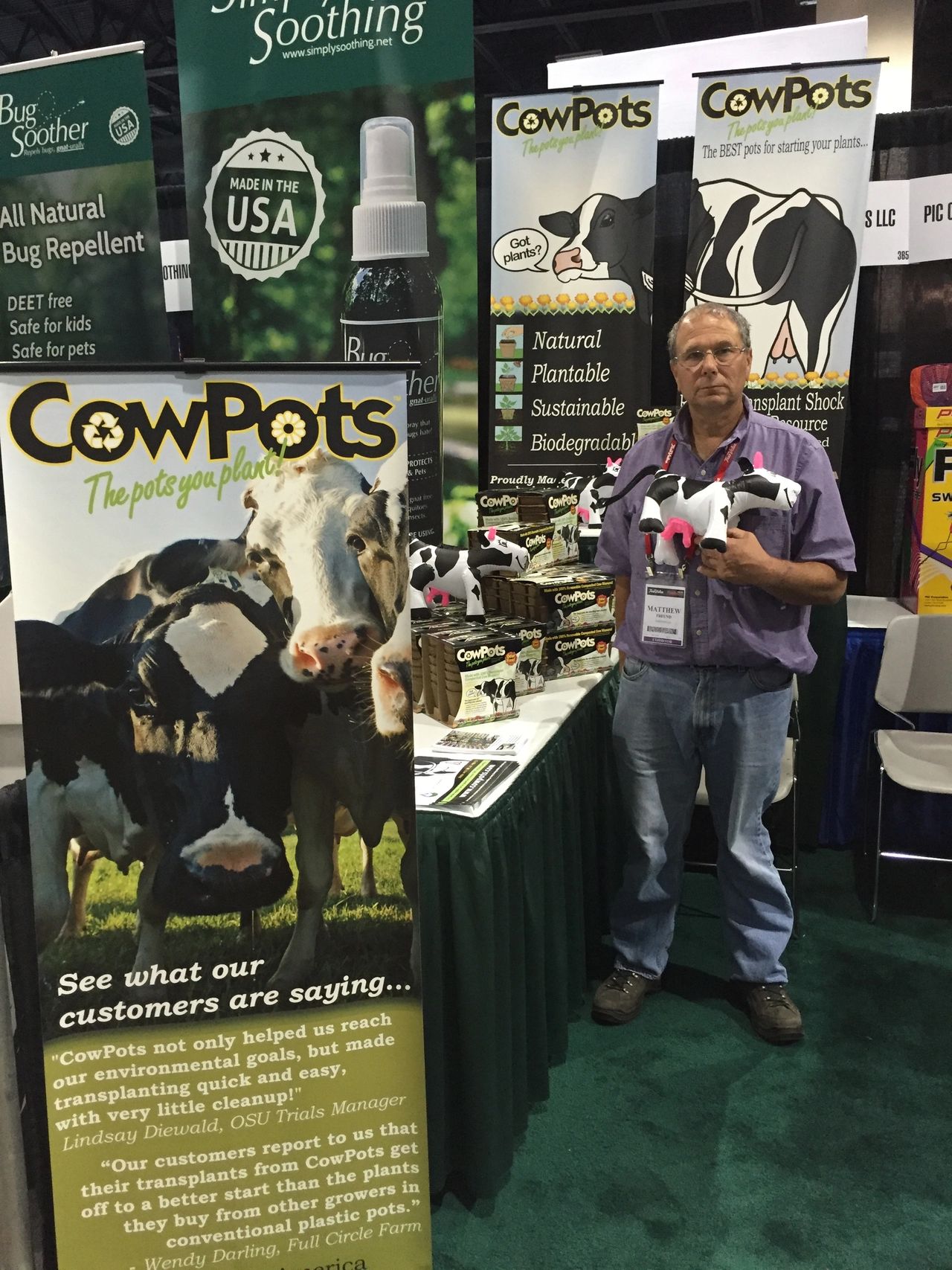 CowPots booth display at True Value